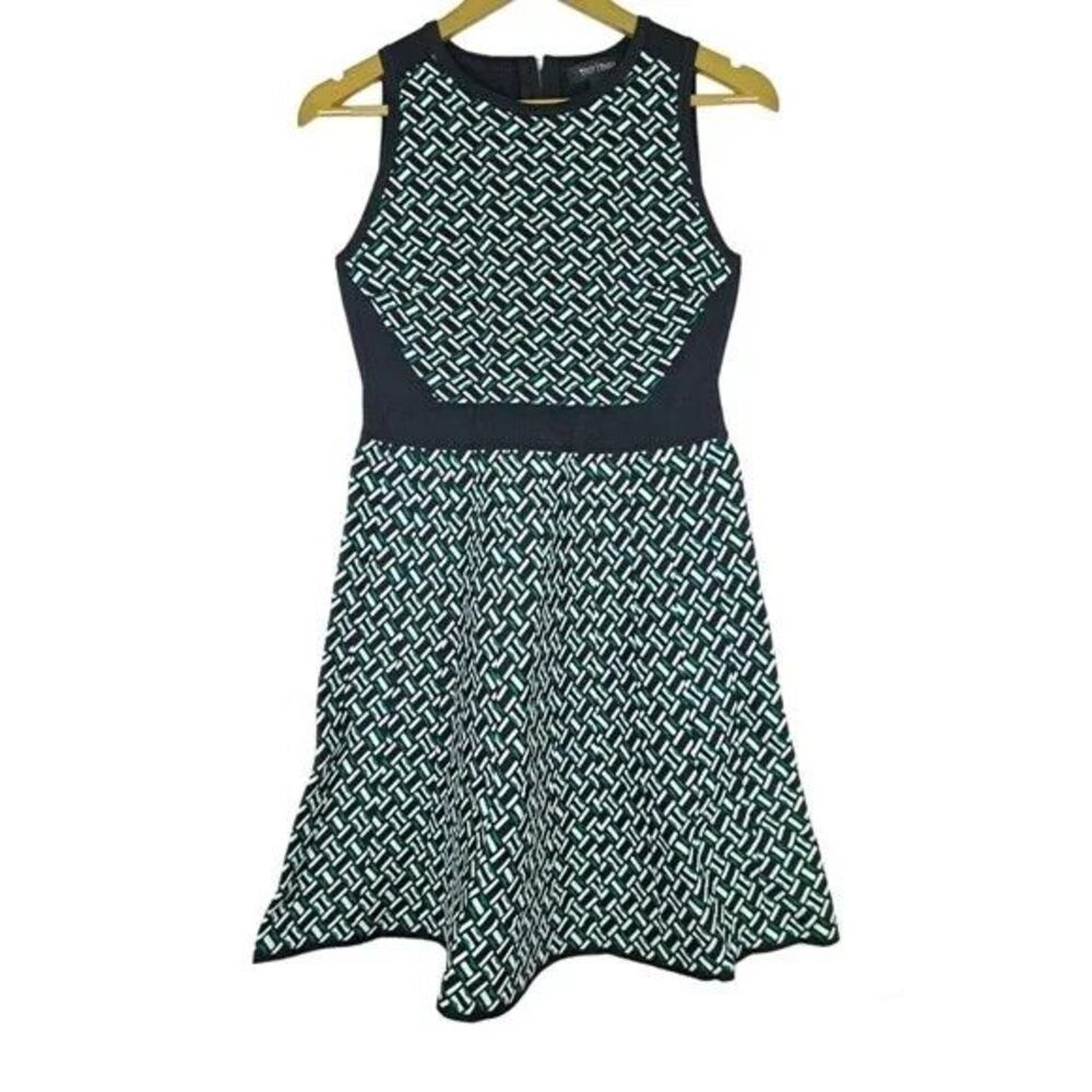 WHBM Dress Women XS Jacquard Fit & Flare Heavy Weight Sleeveless Stretch